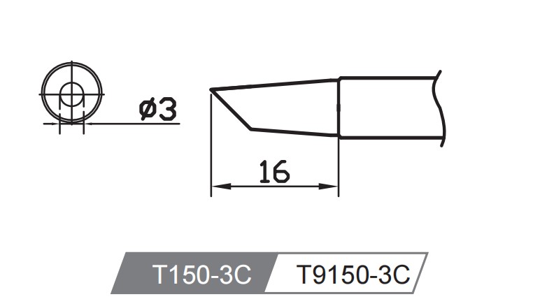Картридж-наконечник Atten T150-3C для GT-Y150, косой срез 3.0 х 16мм