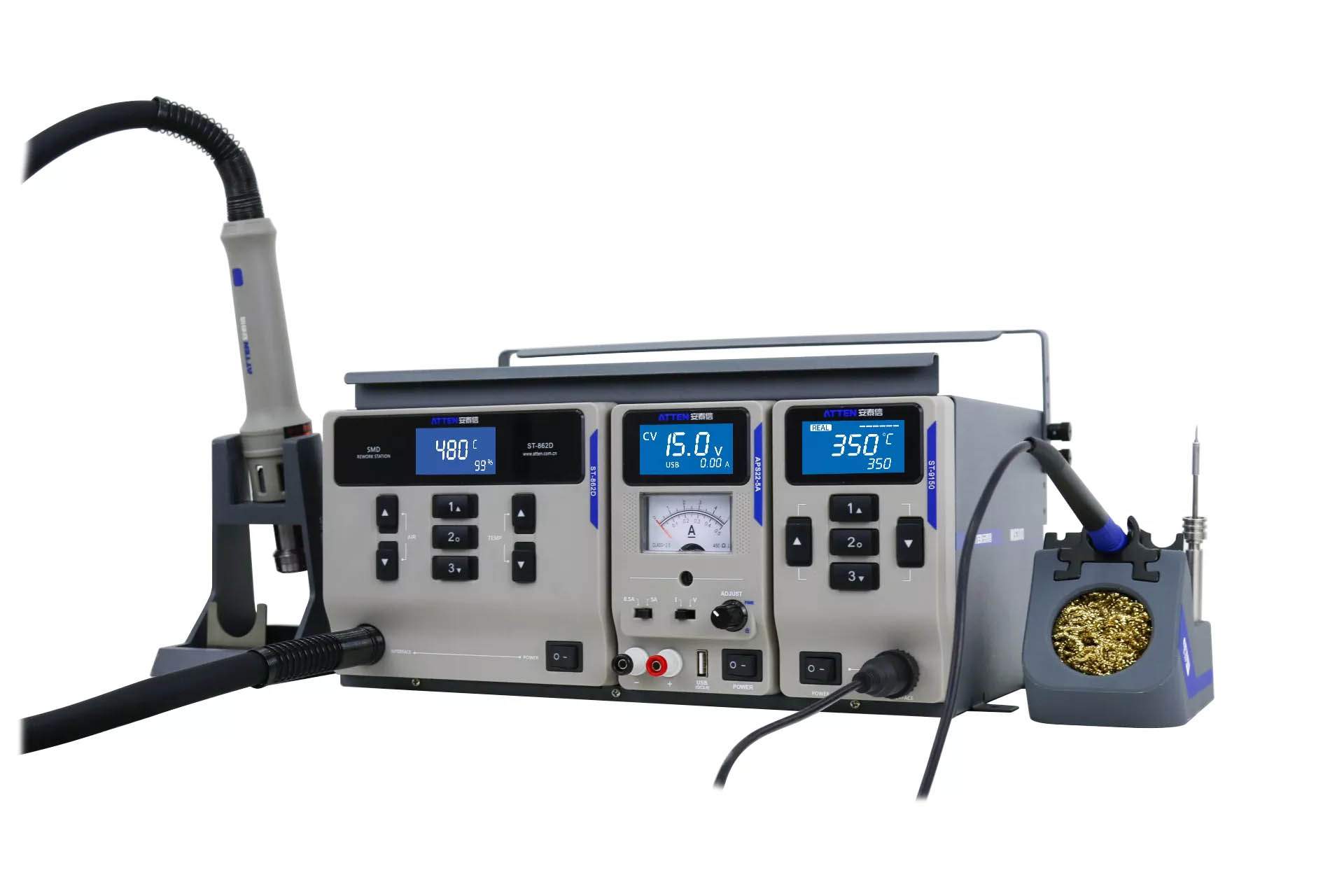 Atten MS-500. Паяльная станция 2 термоинструментами + источник питания125Вт