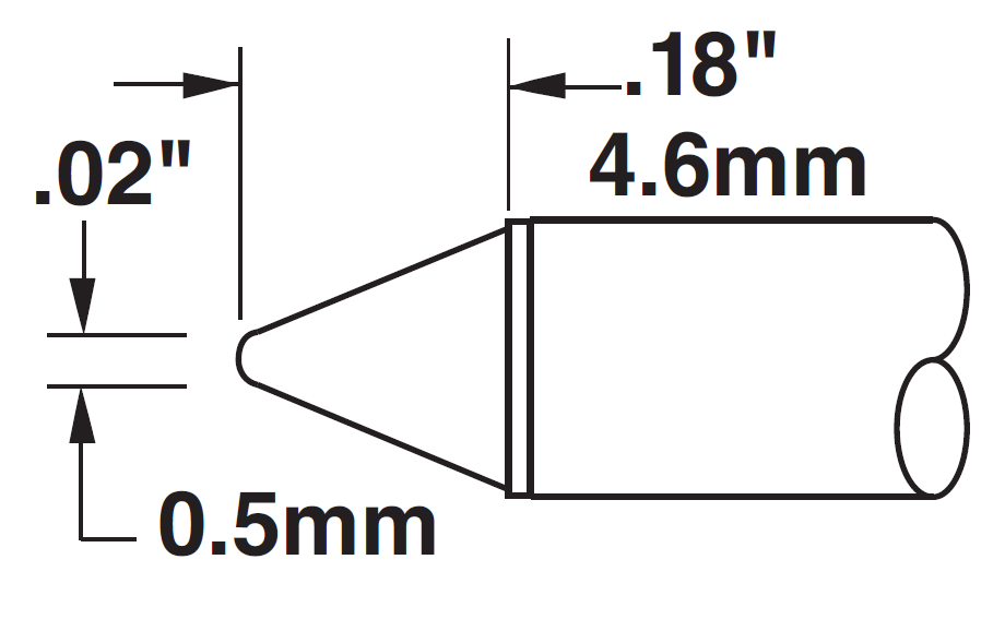 METCAL CVC-8CN0005S. Картридж-наконечник для СV/MX, конус 0.5мм (замена STTC-811V1)