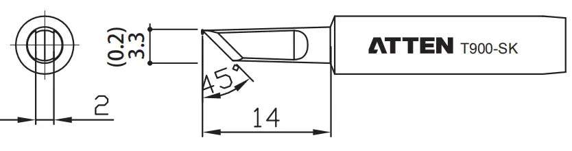Atten T900-SK. Наконечник для ST-60/80/965, ножевидный 3.3 х 14мм