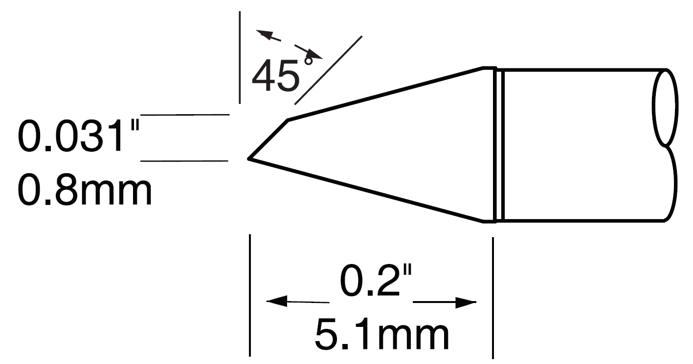 METCAL UFTC-7DRH408. Картридж-наконечник для MX-UF, микроволна, 0.8х5.0мм