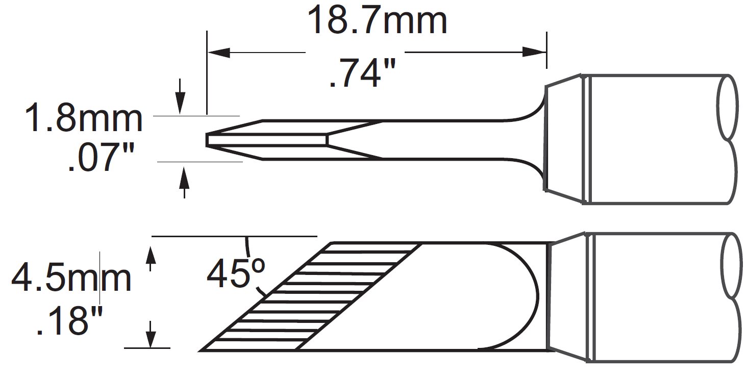 METCAL SCV-DRK45AR Наконечник для PS900, ножевидный удлиненный 4.5х18.7мм