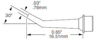 METCAL SMC-9HK0008S. Картридж-наконечник для СV/MX, конус изогнутый, 0.76х16.51мм (замена SMTC-8171)