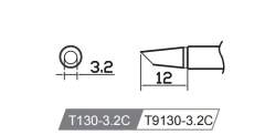 Atten T130-3.2C. Картридж-наконечник для GT-Y130, косой срез 3.2х12мм, 45 град.