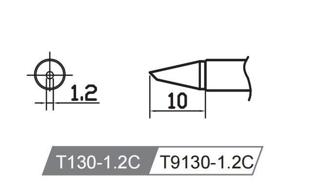 Atten T9130-1.2C. Картридж-наконечник для ST-1509, косой срез 1.2х10мм, 45 град.