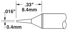 METCAL STTC-122. Картридж-наконечник для MX, конус тонкий 0.4х8.4мм