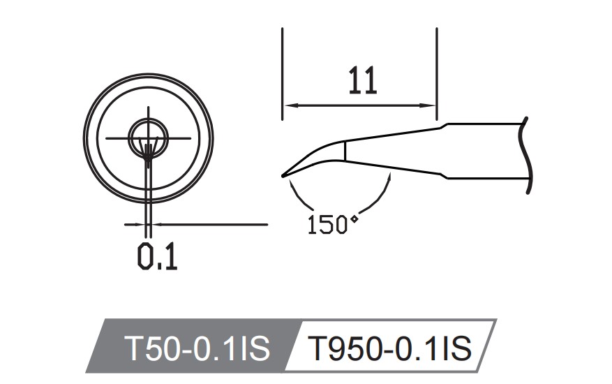 Atten T950-0.1iS. Картридж-наконечник для ST-1509, конус изогнутый 0.1 x 11мм