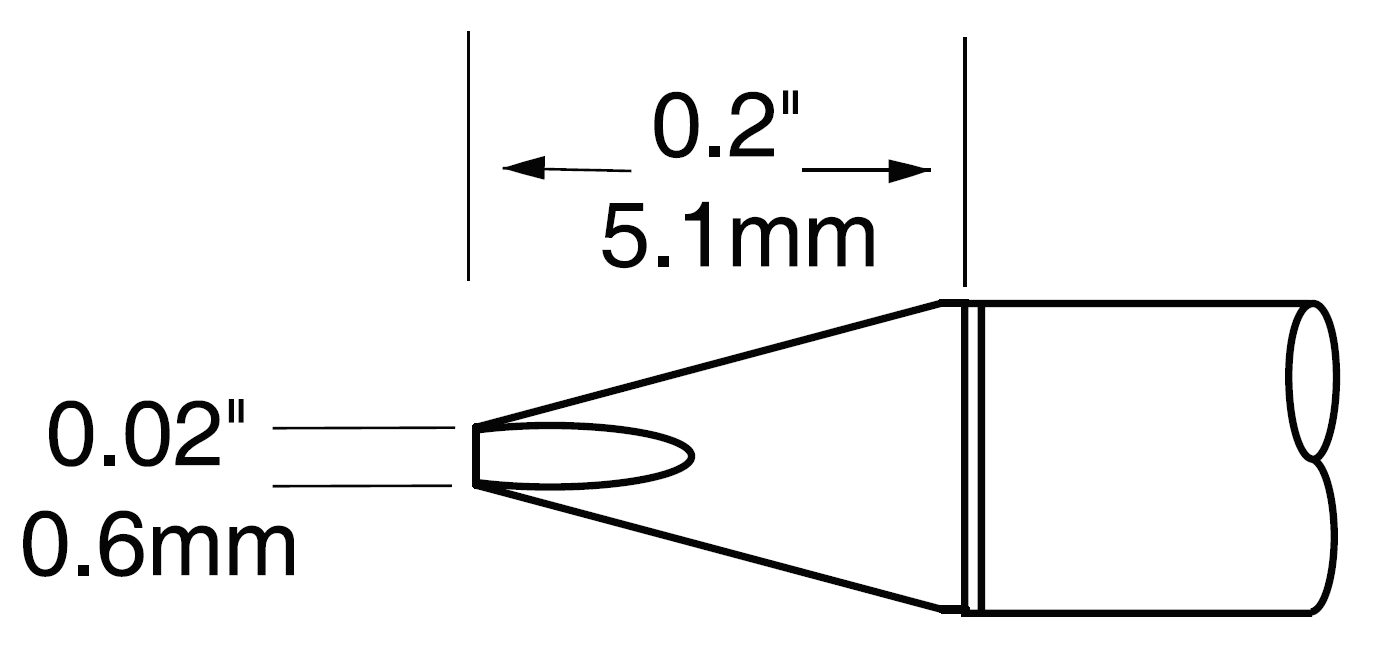 METCAL UFTC-7CH06. Картридж-наконечник для MX-UF, клин, 0.6х5.0мм