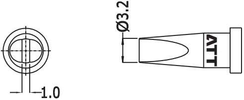 Atten T800-3.2DLF. Наконечник для ST-100, клиновидный тонкий 3.2мм