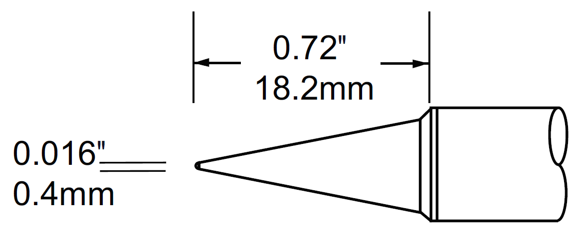 METCAL SCV-CN05A. Наконечник для PS900, конус удлиненный 0.4х18.2мм