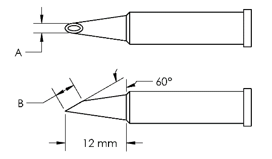 METCAL GT6-HF6010V. Наконечник GT6, миниволна, вогнут. 1.0X12.0MM, 60град.