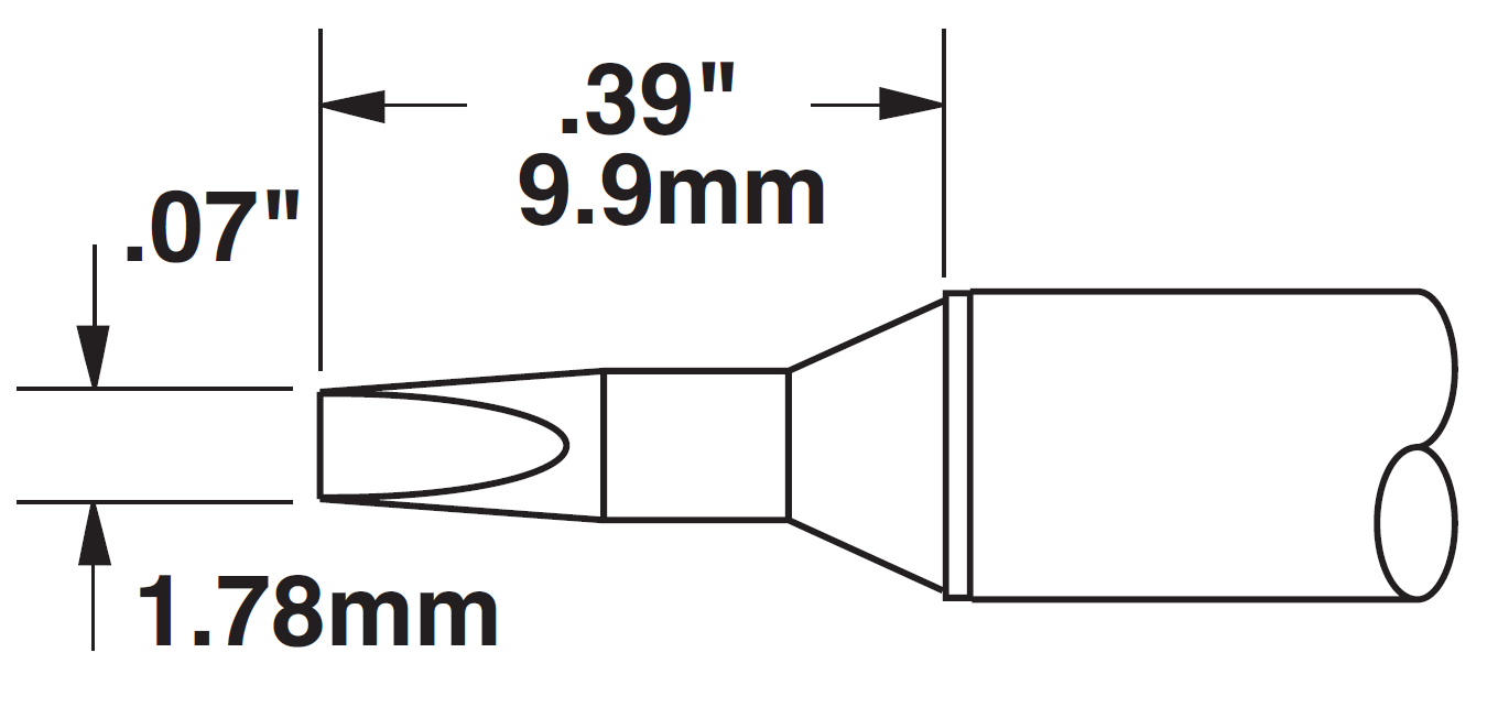 METCAL STTC-037. Картридж-наконечник для MX, клин 1.78х9.9мм