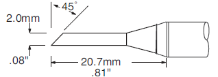 METCAL STV-DRH420AR. Наконечник для PS900, миниволна удлиненная, 2.0х20.7мм