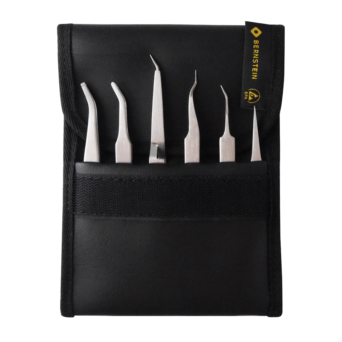 Bernstein 5-050. Набор пинцетов SMD из нержавеющей стали в чехле (6 предметов)