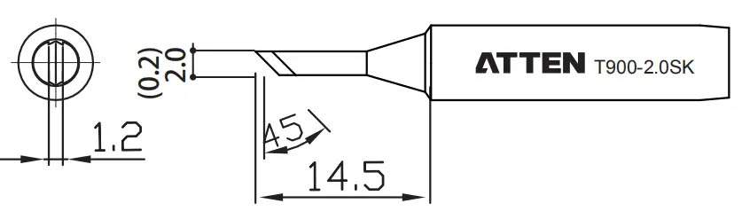 Atten T900-2.0SK. Наконечник для ST-60/80/965, ножевидный 2.0 х 14.5мм