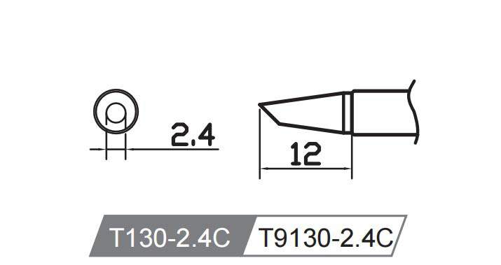 Atten T9130-2.4C. Картридж-наконечник для ST-1509, косой срез 2.4х12мм, 45 град.