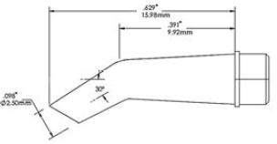 METCAL SMC-7HF3025S. Картридж-наконечник для СV/MX, миниволна с углублением изогнутая 2.5х16.36мм (замена SMTC-1183)