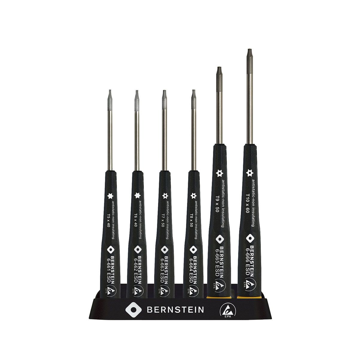 Bernstein 6-660. Набор отверток антистатических ESD (TORX) на пластиковом держателе (6 предметов)