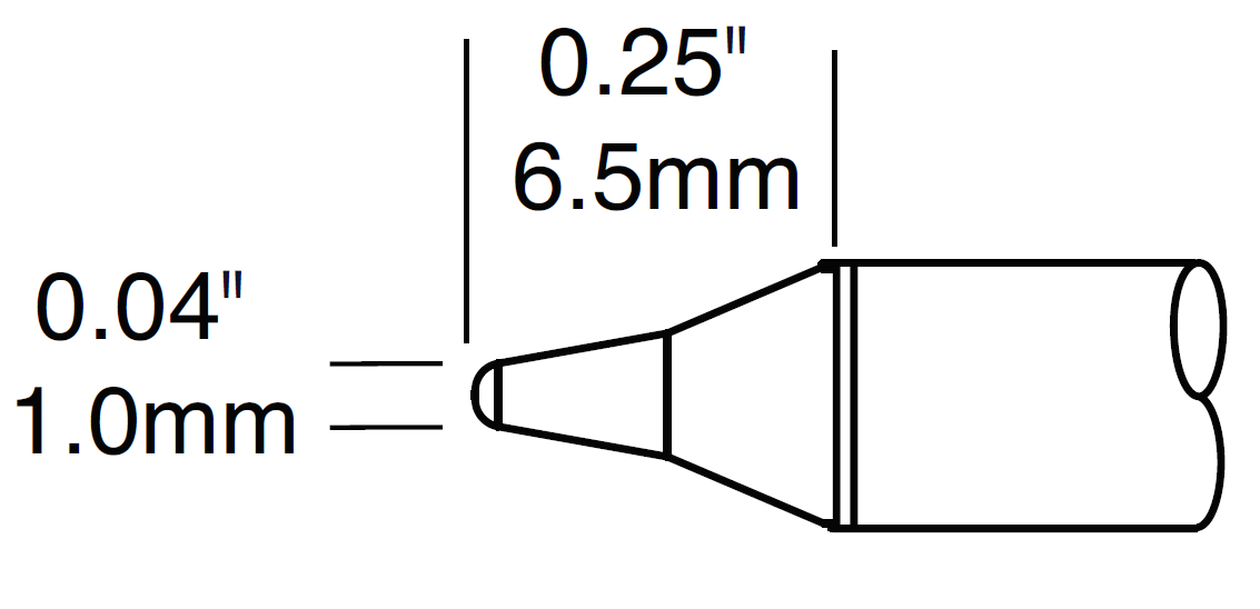 METCAL CVC-8CN0010P. Картридж-наконечник для СV/MX, конус 1.0х6.5мм (замена STTC-801PV1)