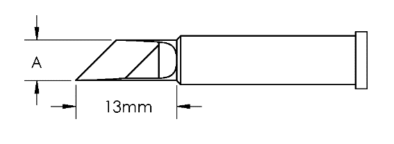 METCAL GT6-KN0025P. Наконечник GT6, ножевидный, PWR, 2.5X13.0MM, 45град.