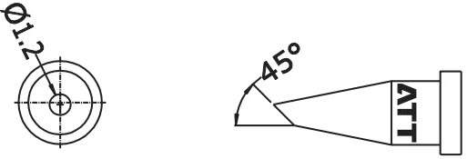 Atten T800-1.2CLF. Наконечник для ST-100, косой срез тонкий1.2мм