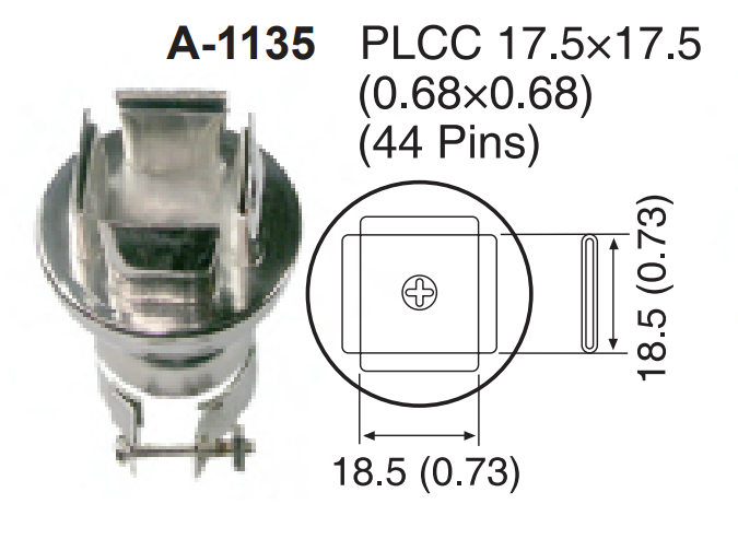Atten A-1135 ROHS. Насадка-сопло, PLCC 44, 17.5x17.5мм