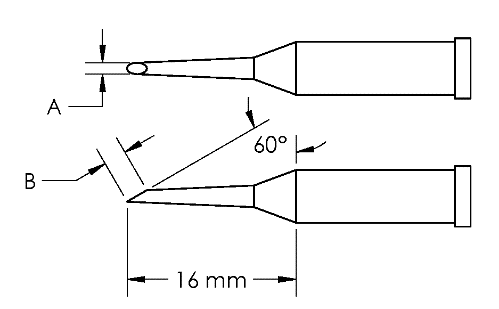 METCAL GT4-HF6030S. Наконечник GT4, миниволна, 3.0X16.0MM, 60град.