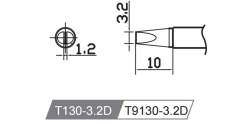 Atten T130-3.2D. Картридж-наконечник для GT-Y130, клиновидный 3.2 х 10мм