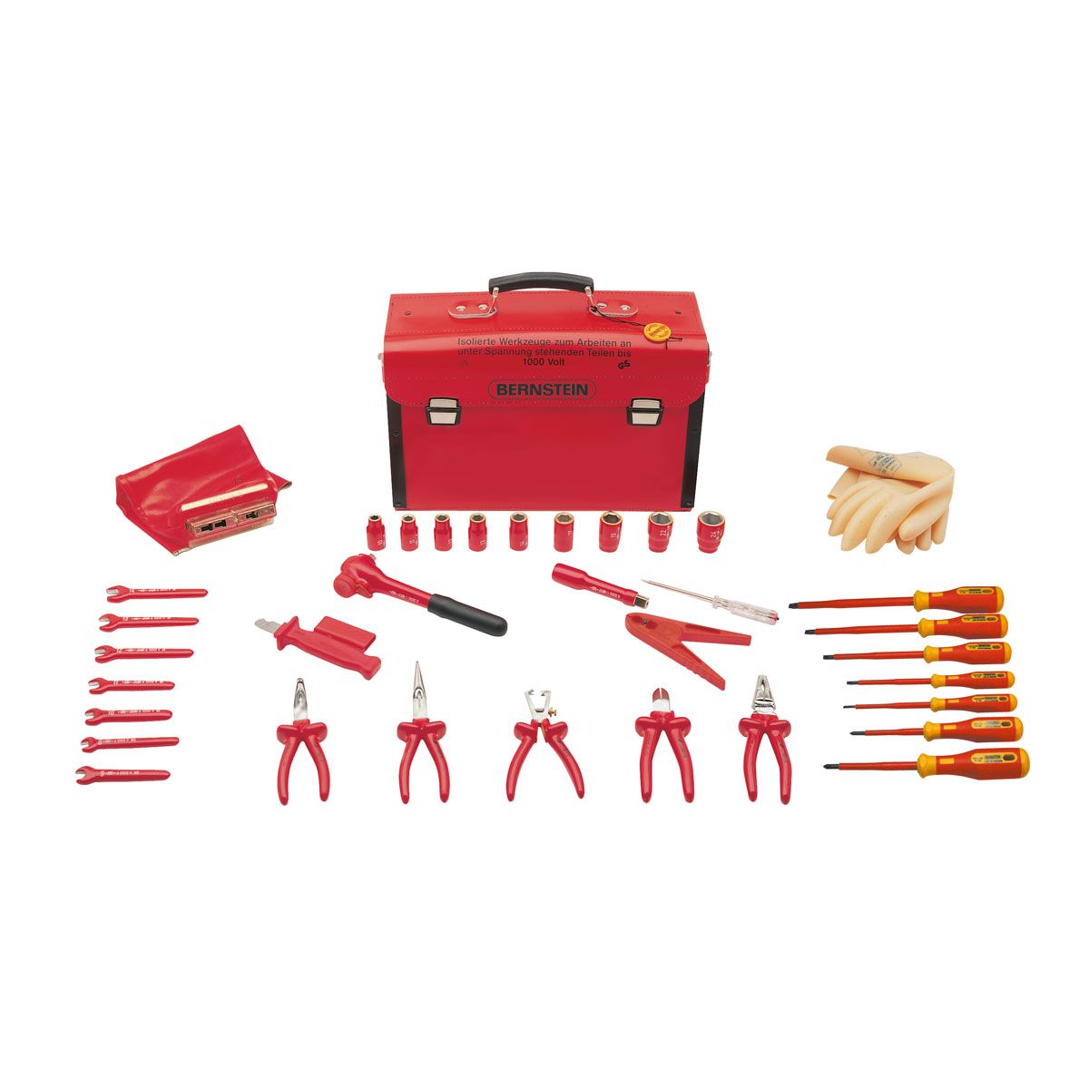 Bernstein 8100 VDE. Набор инструментов VDE SAFETY в кожаном чемодане (35 предметов)