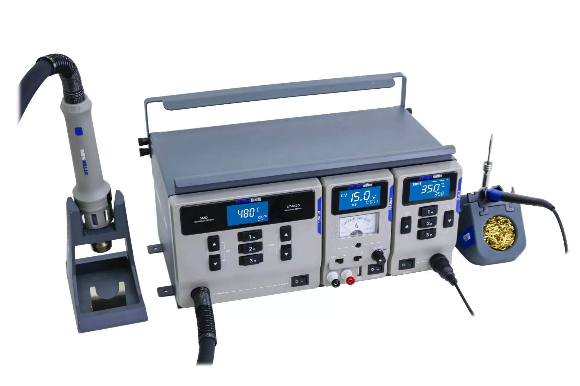Atten MS-500. Паяльная станция 2 термоинструментами + источник питания125Вт