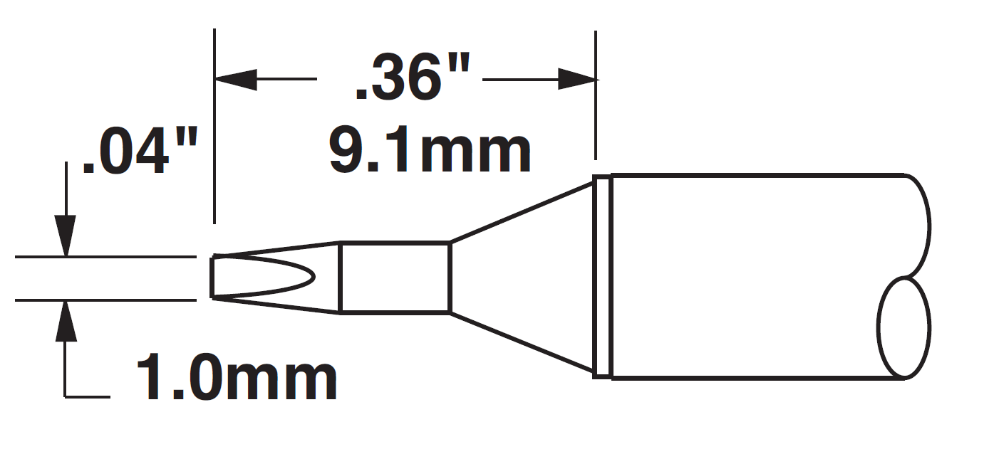 METCAL CVC-6CH0010S. Картридж-наконечник для СV/MX, клин 1.0х9.1мм (замена STTC-025)