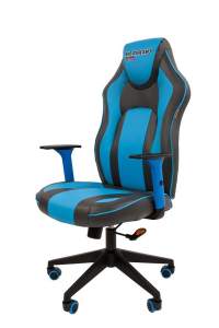 Геймерское кресло CHAIRMAN GAME 23, экокожа,  серый/голубой