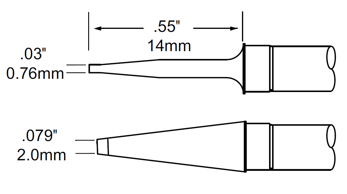 METCAL TTP-BLP2. Картриджи-наконечники для MFR-PTZ, шпатель, 2.0х14мм (комплект)