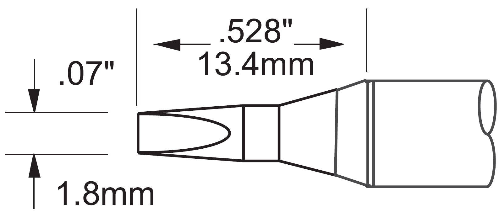 METCAL SCV-CH18AR. Наконечник для PS900, клин удлиненный 1,8х13.4мм