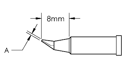 METCAL GT4-CN0004R. Наконечник GT4, конус, изогн. 0.4X8.0MM