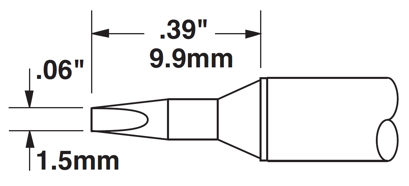 METCAL CVC-9CH0014S. Картридж-наконечник для СV/MX, клин 1.5х9.9мм (замена STTC-838)