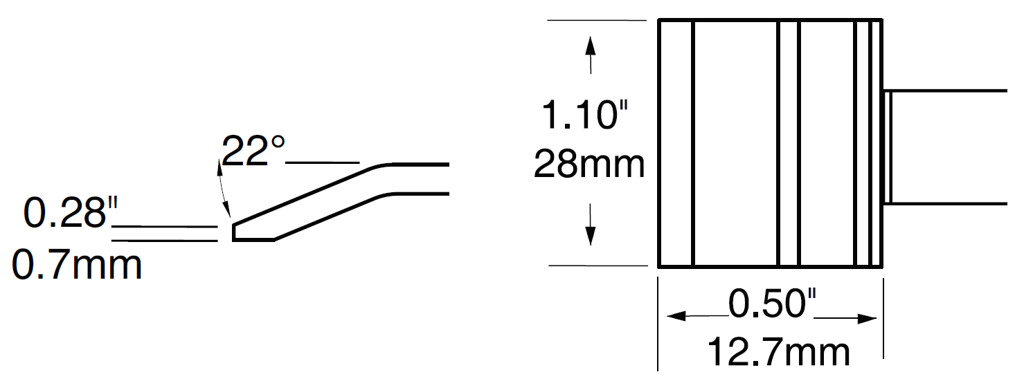 METCAL PTTC-707. Картриджи-наконечники для MX-PTZ, шпатель изогнутый, 28х12.7мм (комплект)