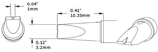 METCAL CVC-5VG0032A. Картридж-наконечник для СV/MX, клин с выемкой, 3.2х10.35мм