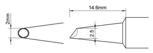 METCAL STV-WV20. Наконечник для PS900, миниволна с углублением 2.5х13.8мм