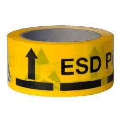 Клейкая лента желтого цвета с маркировкой ESD A-7418
