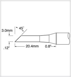 METCAL SFV-DRH430AR. Наконечник для PS900, миниволна удлиненная, 3х20.4мм