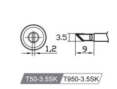 Atten T50-3.5SK. Картридж-наконечник для GT-Y50, ножевидный 3.5 х 9мм