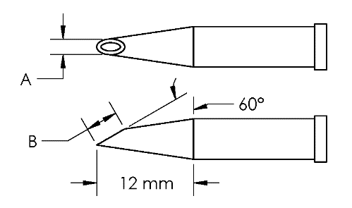 METCAL GT4-HF6020V. Наконечник GT4, миниволна, вогнут. 2.0X12.0MM, 60град.
