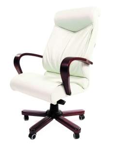 Офисное кресло CHAIRMAN 420 WD, натуральная кожа,  белый
