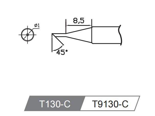 Atten T9130-C. Картридж-наконечник для ST-1509, косой срез 1.0х8.5мм, 45 град.