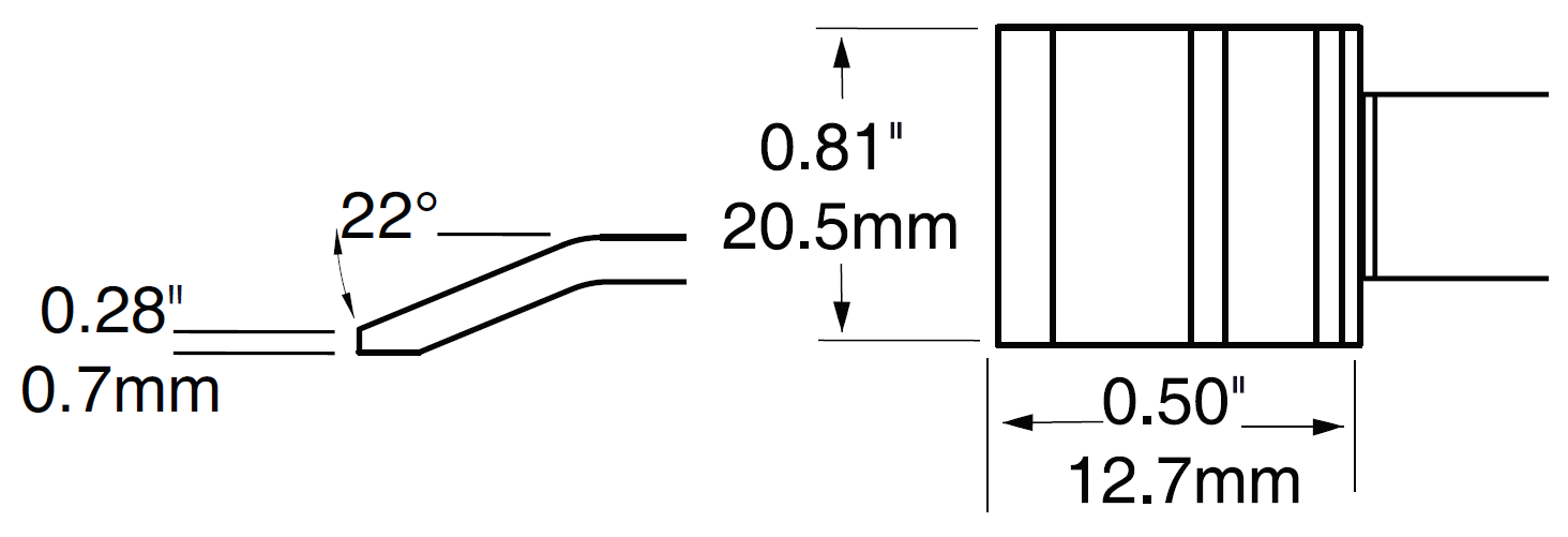 METCAL PTTC-806. Картриджи-наконечники для MX-PTZ, шпатель изогнутый, 20.5х12.7мм (комплект)