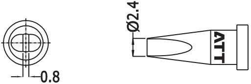 Atten T800-2.4DLF. Наконечник для ST-100, клиновидный тонкий 2.4мм