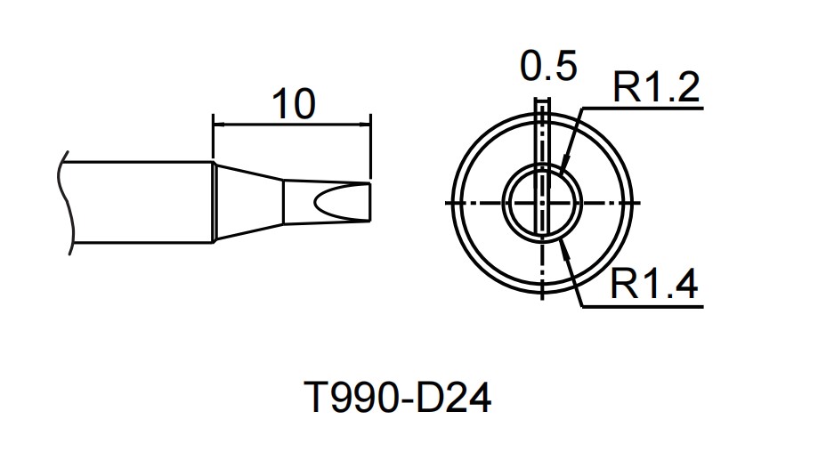 Картридж-наконечник Atten T990-D24 для ST-909, клиновидный 2.4 х 10 мм