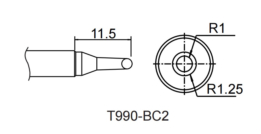 Atten T990-BC2. Картридж-наконечник для ST-909, косой срез 2.0 x 11.5 мм