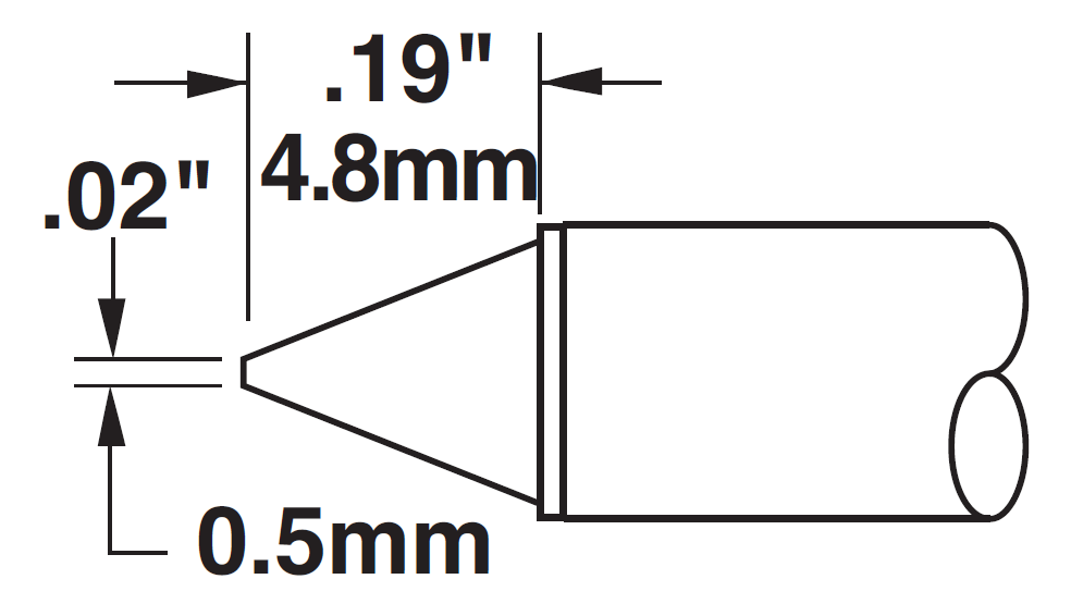 METCAL CVC-8CN4805S. Картридж-наконечник для СV/MX, конус 0.5х4.8мм (замена STTC-816V1)